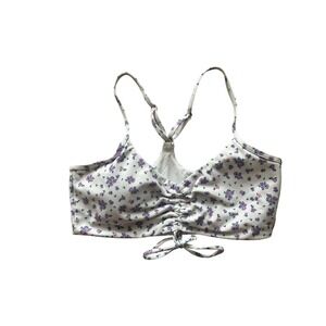 White Fox Active Floral Print Drawstring Sports Bra‎ size Medium